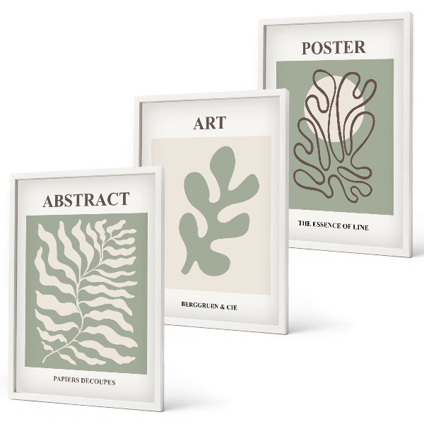 Conjunto de quadros para sala de estar pôsteres com padrões de plantas de Matisse