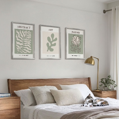 Conjunto de quadros para sala de estar pôsteres com padrões de plantas de Matisse