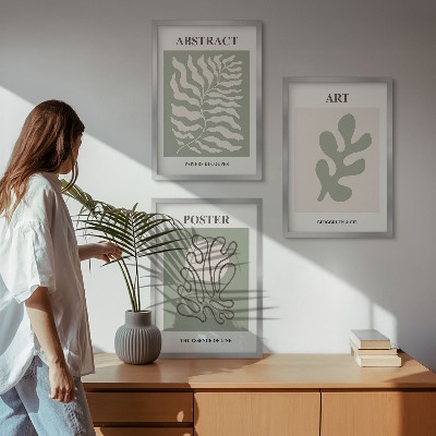 Conjunto de quadros para sala de estar pôsteres com padrões de plantas de Matisse
