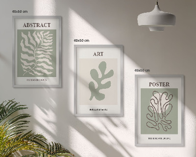 Conjunto de quadros para sala de estar pôsteres com padrões de plantas de Matisse