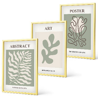 Conjunto de quadros para sala de estar pôsteres com padrões de plantas de Matisse