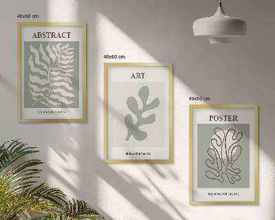 Conjunto de quadros para sala de estar pôsteres com padrões de plantas de Matisse