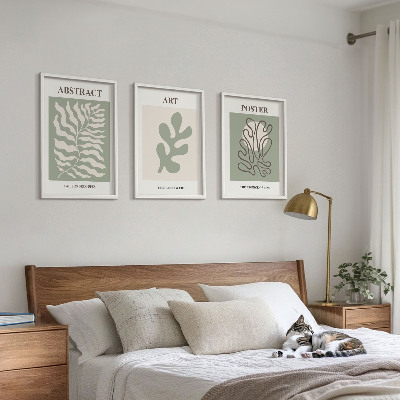 Conjunto de quadros para sala de estar pôsteres com padrões de plantas de Matisse