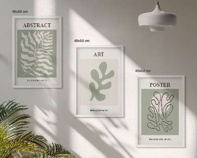 Conjunto de quadros para sala de estar pôsteres com padrões de plantas de Matisse