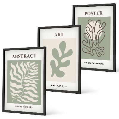 Conjunto de quadros para sala de estar pôsteres com padrões de plantas de Matisse