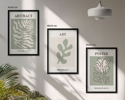 Conjunto de quadros para sala de estar pôsteres com padrões de plantas de Matisse
