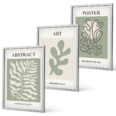 Conjunto de quadros para sala de estar com estampas de plantas estilo Matisse