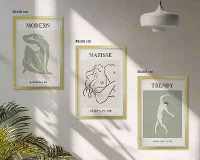 Conjunto de quadros decorativos modernos com personagens minimalistas e estilosos
