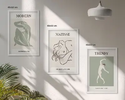 Conjunto de quadros decorativos modernos com personagens minimalistas e estilosos