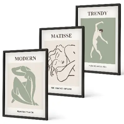 Conjunto de quadros decorativos modernos com personagens minimalistas e estilosos