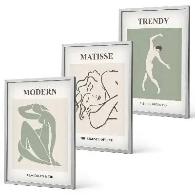 Conjunto de quadros decorativos modernos com personagens minimalistas e estilosos