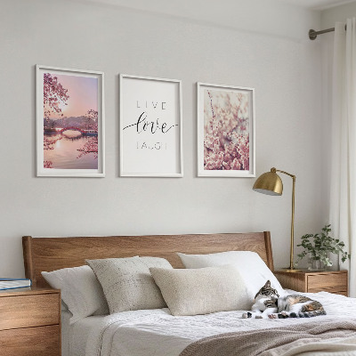 Conjunto de quadros para sala de estar motivo de inscrição de ponte de flores
