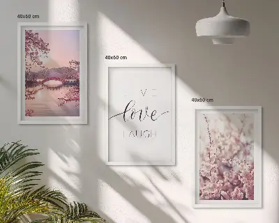 Conjunto de quadros para sala de estar com motivo de ponte florido