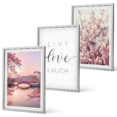 Conjunto de quadros para sala de estar com motivo de ponte florido