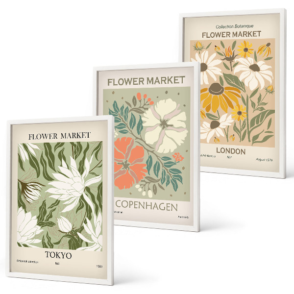 Composição de quadros moderna Motivos florais de cidades ao redor do mundo