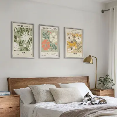 Composição de quadros moderna com motivos florais de cidades ao redor do mundo