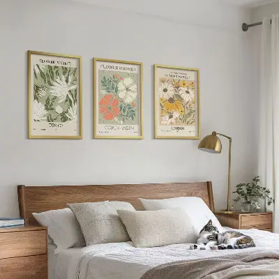 Composição de quadros moderna com motivos florais de cidades ao redor do mundo