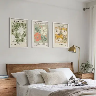 Composição de quadros moderna com motivos florais de cidades ao redor do mundo