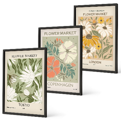 Composição de quadros moderna Motivos florais de cidades ao redor do mundo