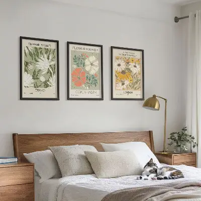 Composição de quadros moderna com motivos florais de cidades ao redor do mundo