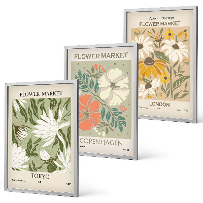 Composição de quadros moderna Motivos florais de cidades ao redor do mundo