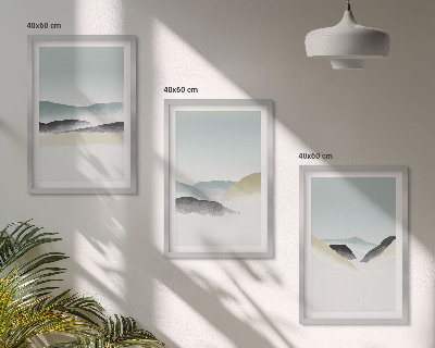 Composição de quadros moderna Montanhas minimalistas em tons pastel
