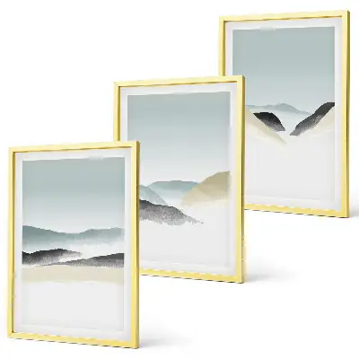 Composição de quadros moderna com montanhas minimalistas em tons pastel