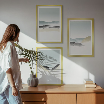 Composição de quadros moderna Montanhas minimalistas em tons pastel