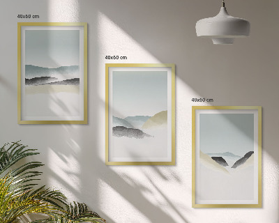 Composição de quadros moderna Montanhas minimalistas em tons pastel
