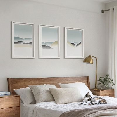Composição de quadros moderna Montanhas minimalistas em tons pastel