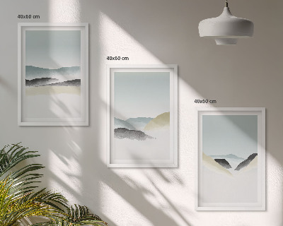 Composição de quadros moderna Montanhas minimalistas em tons pastel