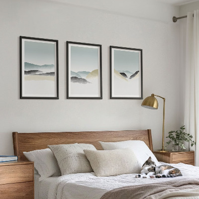 Composição de quadros moderna Montanhas minimalistas em tons pastel