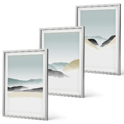 Composição de quadros moderna Montanhas minimalistas em tons pastel