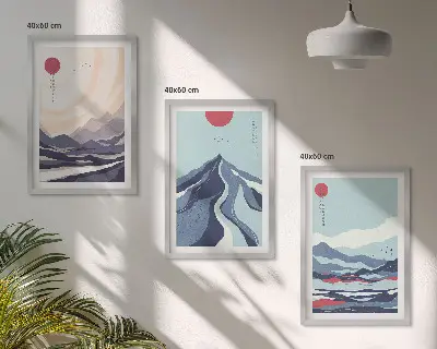 Composição de quadros moderna resumo com montanhas japonesas