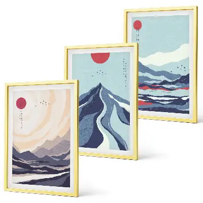 Composição de quadros moderna resumo com montanhas japonesas