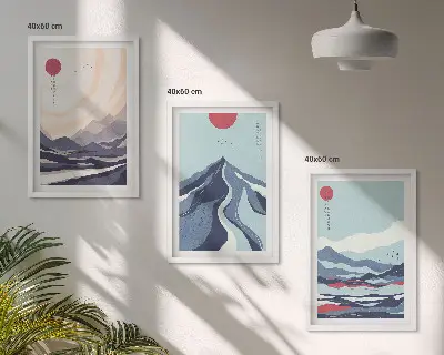 Composição de quadros moderna resumo com montanhas japonesas