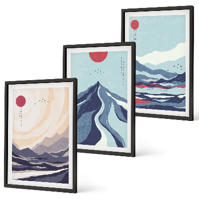 Composição de quadros moderna Resumo Montanhas Japonesas