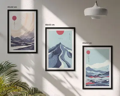 Composição de quadros moderna resumo com montanhas japonesas