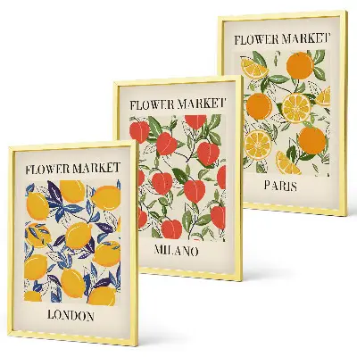 Composição de quadros moderna com cartazes de flores em cidades
