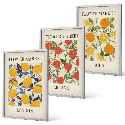 Composição de quadros moderna com cartazes de flores em cidades