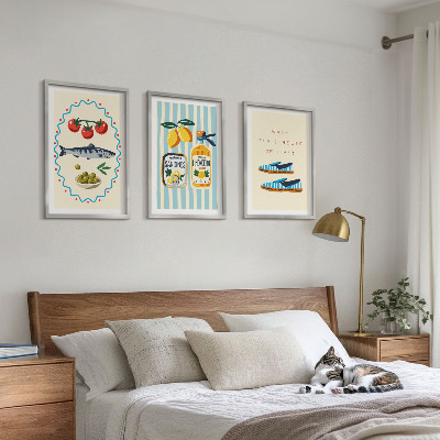 Conjunto de quadros para sala de estar imagens de estilo de vida com sabores italianos