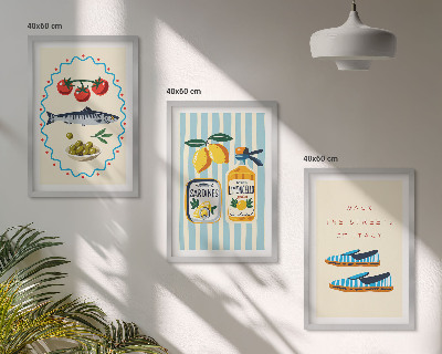 Conjunto de quadros para sala de estar imagens de estilo de vida com sabores italianos