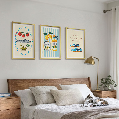 Conjunto de quadros para sala de estar imagens de estilo de vida com sabores italianos