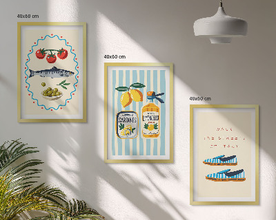 Conjunto de quadros para sala de estar imagens de estilo de vida com sabores italianos