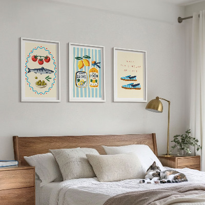 Conjunto de quadros para sala de estar imagens de estilo de vida com sabores italianos