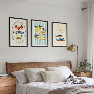 Conjunto de quadros para sala de estar imagens de estilo de vida com sabores italianos