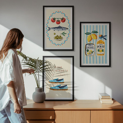 Conjunto de quadros para sala de estar imagens de estilo de vida com sabores italianos