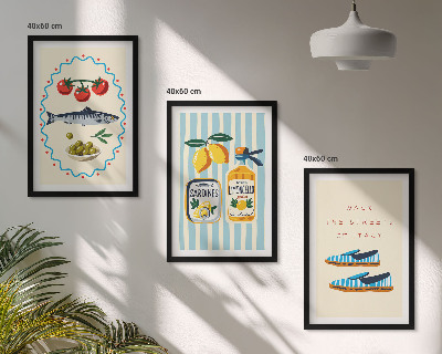 Conjunto de quadros para sala de estar imagens de estilo de vida com sabores italianos