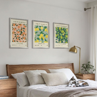 Conjunto de quadros para sala de estar padrões florais cítricos frutados