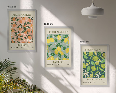 Conjunto de quadros para sala de estar padrões florais cítricos frutados